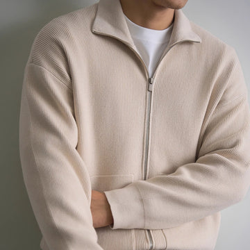 Mens AutumnWinter Zip-Up Sweater Top Coat