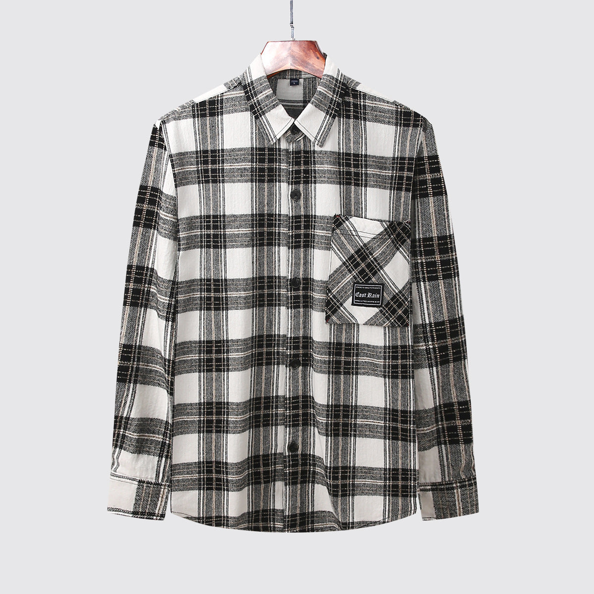 Breathable Cotton Plaid Shirt For Men Casual Slim-fit Top