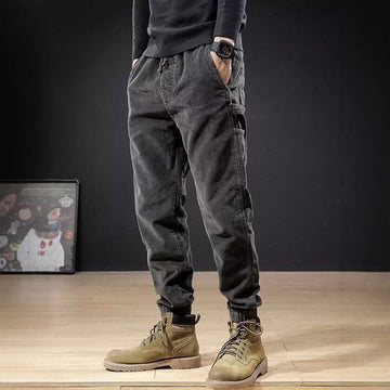 Mens Casual Loose-fitting Plus-size Corduroy Trousers