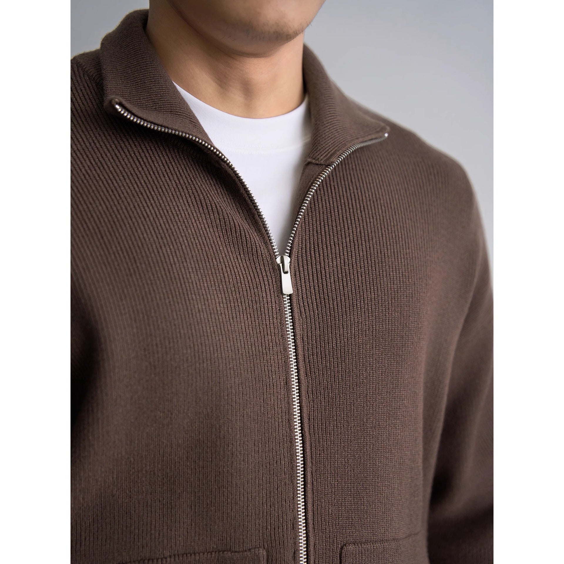 Mens AutumnWinter Zip-Up Sweater Top Coat